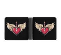 Heart with Wings Broken Custom Bifold Wallet for Men Women | Stylish RFID Blocking Front Pocket Wallets with Card Slots Ideal Gifts