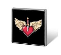 Heart with Wings Broken Funny Lapel Pins Square Brooch Tie Suit Dress Accessories for Men Women Wedding Birthday