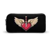 Heart with Wings Broken Funny Pen Case Pencil High Capacity Pouch Stationery Bag Makeup Cosmetic Organizer For Men Women