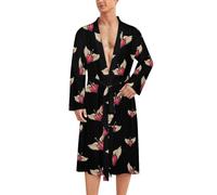 Heart with Wings Broken Mens Bathrobe Long Bath Robe Warm Spa Robe Nightgown Soft with Waist Belt