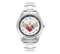 Heart with Wings Broken Personalized Quartz Watch Stainless Steel Wrist Watches with Arabic Numerals for Men Women