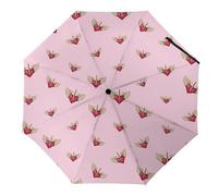 Heart with Wings Broken Travel Umbrella Windproof Automatic Umbrellas 3 Folding Compact Umbrellas for Rain And Sun