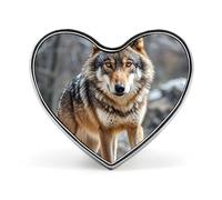 Heart Wolf Brooch Classic Mini Pin 1 Inch Aluminum Alloy Lapel Pin Personalized Button Badge for Backpack Hat Suit Jacket Clothing Decoration