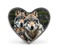 Heart Wolves Wildlife Brooch Classic Mini Pin 1 Inch Aluminum Alloy Lapel Pin Personalized Button Badge for Backpack Hat Suit Jacket Clothing Decoration