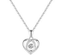 Heart Women'S Necklace, Moissanite Main Stone, S925 Silver Rotating Heart Pendant, 18K Platinum Plated, Romantic Jewelry Gift, 40.5 Cm Chain Length