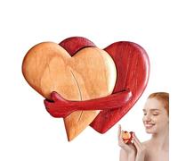 Heart Wooden Art Puzzle - 7cm Wood, Puzzle Sculptures, Hand Holding Tokens | Perfect For Table Desktop Home Decor Valentine Wedding Party Romantic Gift Accessories