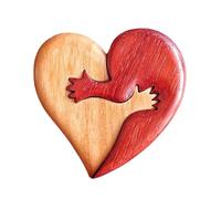 Heart Wooden Art Puzzle - Decorative Ornament for Wooden Hearts, Puzzle Sculptures | Accent for Desktop Table Decoration, Hugs for Hugs Holding A Gift