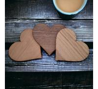 Heart Wooden Finish Coasters, Set of 4 (12cm 4.5"), Wood Colour Options. (Oak)