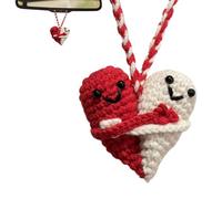 Heart Wool Knitting Toy - Crochet Heart Pocket Token, Handmade Woven Wool Design Visual, 6.5x6.5cm Size + 20g Lightweight, Soft Yarn Knitted Component - for Desk Bedroom & Inspirational Support