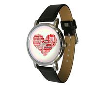 Heart Word Cloud Style Watch, A Heart Image Made up from Affectionate Words. Perfect Valentines Gift