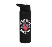 Heart Work Pays Off Anatomical Heart Motivation Stainless Steel Insulated Water Bottle