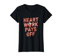 Heart Work Pays Off Cardiovascular Technologists Cardiology Value Graphic T-Shirt, Women, Black, S