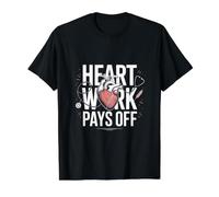 Heart Work Pays Off Motivational Value Graphic T-Shirt, Men, Black, M