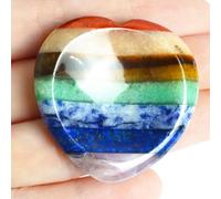 Heart Worry Stone for Anxiety,7 Chakra Meditation Crystal Healing Stones,Sam Chakra Stone Healing Crystal,Meditation Accessories,Stress Relief Gift for Women and Men
