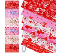 Heart Wrapping Paper 6 Sheets Red Wrapping Paper with Heart/I Love You | Birthday Wrapping Paper for Girls/Mom, Gift Wrapping Paper for Mother’s Day/Anniversary/Birthday, 6 Sheets & 4.5M Tape
