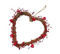 Heart Wreath, 8 Stück Wiederverwendbare Glatte Cartoon DIY Küchenwerkzeuge Set - Valentine's Day Decorations 30 cm with Red Berries - for Door Window Wall Wedding Parties Outdoor