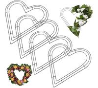 Heart Wreath Frame, 4 PCS Wire Wreath Frame 7.9inch Metal Wreath Form for DIY Hanging Crafts Floral Creative Wreath Making Supplies for Home Wedding Party Green Heart Shaped