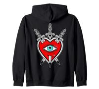 Heart x Dagger American Traditional Tattoo Flash Zip Hoodie