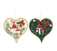 Heart Xmas, Christmas Tree Mushroom Decoration **Sold as a Set of 2 or Individually** Autumn Toadstools Bauble, Woodland Xmas Bauble, Hanging Heart Room Decoration (Set of 2)