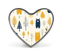 Heart Yellow Bear Pattern Brooch Classic Mini Pin 1 Inch Aluminum Alloy Lapel Pin Personalized Button Badge for Backpack Hat Suit Jacket Clothing Decoration