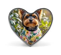 Heart Yorkie Floral Brooch Classic Mini Pin 1 Inch Aluminum Alloy Lapel Pin Personalized Button Badge for Backpack Hat Suit Jacket Clothing Decoration
