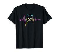 Heartbeat Cat Lover Cats Owner Silhouette Art ECG Kitten T-Shirt