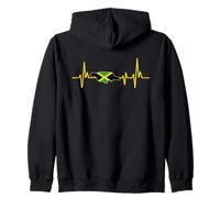 Heartbeat Design Jamaican Flag Jamaica Zip Hoodie