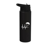 Heartbeat EKG Skydiver Parachuting Skydiving Stainless Steel Insulated Water Bottle