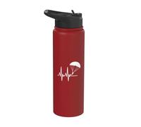 Heartbeat EKG Skydiver Parachuting Skydiving Stainless Steel Insulated Water Bottle