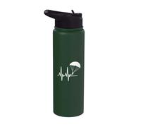 Heartbeat EKG Skydiver Parachuting Skydiving Stainless Steel Insulated Water Bottle