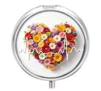 Heartbeat Flower Bouquet Pill Case Pill Box with 3 Compartments