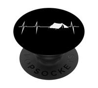 Heartbeat heart frequency rate camping with tent PopSockets Adhesive PopGrip