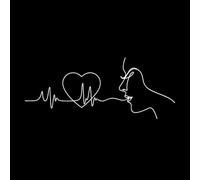 Heartbeat line Art Womens Profile Love Pulse Rhythm Single line Drawing Vinyl Wall Stickers 42x101.9cm Waterproof White