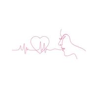 Heartbeat line Art Womens Profile Love Pulse Rhythm Single line Drawing Wall Stickers 42x101.9cm Art Decoration Pink