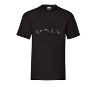 Heartbeat Motorcycle Triumph Men's T-Shirt - Shirt84, Black/White, XL