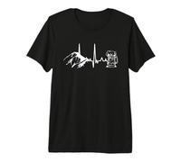 Heartbeat Mountains and Beer Tankard Hiking Premium T-Shirt