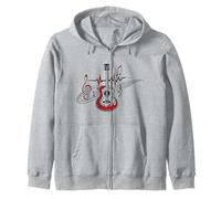Heartbeat Music I love my Guitar with Pulse and Music Notes Zip Hoodie
