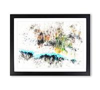 Heartbeat Of The Pacific Ocean Watercolour Modern Framed Print | A4 Black Framed Wall Art | Ready to Hang | Modern Nautical Picture | Living Room Bedroom Lounge Office