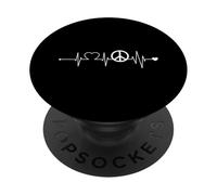 Heartbeat Peace ECG Curve Peace Symbol PopSockets Adhesive PopGrip