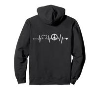 Heartbeat Peace ECG Curve Peace Symbol Pullover Hoodie