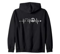 Heartbeat Peace ECG Curve Peace Symbol Zip Hoodie