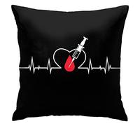 Heartbeat Phlebotomist Phlebotomy Syringe Blood Throw Pillow Covers Decorative Square Pillowcase Soft Cushion Case for Bedroom Chair Office 18 X 18 Inch