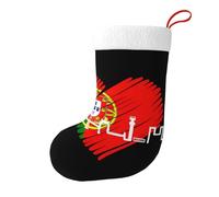 Heartbeat Portugal Flag Citys Christmas Stocking 17.7", Festive Hanging Sock for Fireplace Mantel, Holiday Decorations