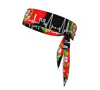 Heartbeat Portugal Flag Citys Print Tie Headband For Women Men, Ninja Headbands, Adjustable Moisture Wicking Cooling Headband