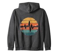 Heartbeat Pulse Retro Vibe Sunset Zip Hoodie