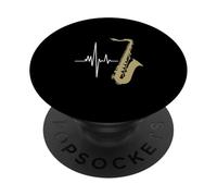 Heartbeat Saxophone Jazz Music Lover Rhythm PopSockets Adhesive PopGrip