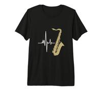 Heartbeat Saxophone Jazz Music Lover Rhythm Premium T-Shirt