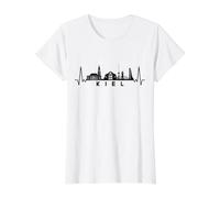 Heartbeat Skyline Germany Kiel Value Graphic T-Shirt, Women, White, XL