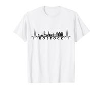 Heartbeat Skyline Germany Rostock Value Graphic T-Shirt, Men, White, L
