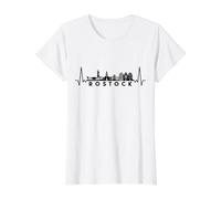 Heartbeat Skyline Germany Rostock Value Graphic T-Shirt, Women, White, L